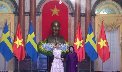 Phó Chủ tịch nước Đặng Thị Ngọc Thịnh chủ trì lễ đón Công chúa Thụy Điển